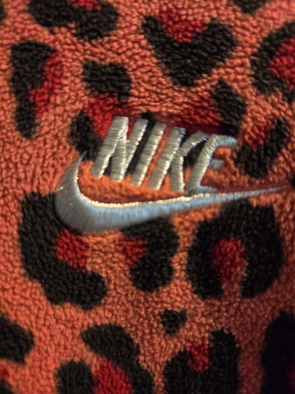 Nike Women's Red and Black Leopard Print Crewneck Sweatshirt - Picture 5 of 5